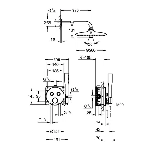 Potinkinė dušo sistema Grohe Grohtherm SmartControl Euphoria 260, 34867000 image 3