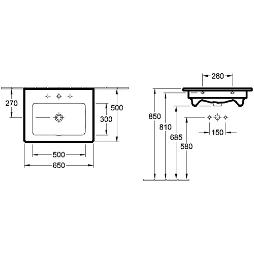 Praustuvas Villeroy & Boch Verity Line 4A165001, 500 x 420 mm image 2