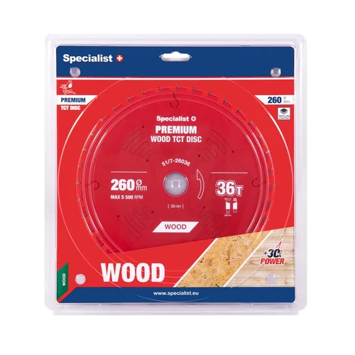 Specialist+ Pjovimo diskas 260x36T x 30 mm Wood PREMIUM image 1