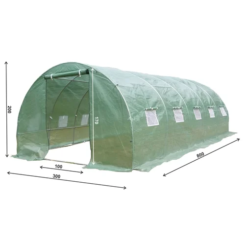 Šiltnamis su armuota plėvele, 24 m2, 8 x 3 m, žalias image 3