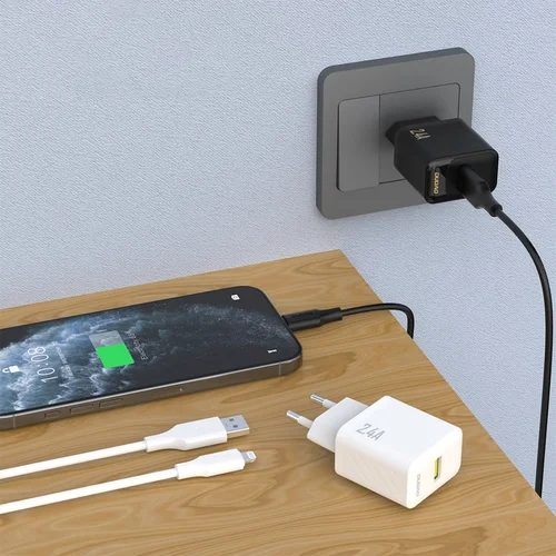 Dudao A23L 12W USB-A + USB-A į Lightning kabelis 1.0 m Juoda image 2
