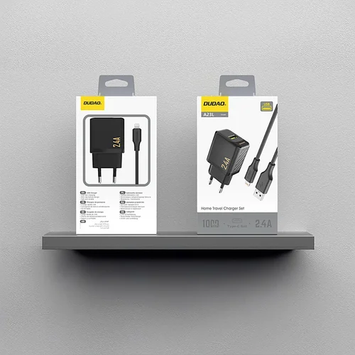 Dudao A23L 12W USB-A + USB-A į Lightning kabelis 1.0 m Juoda image 3