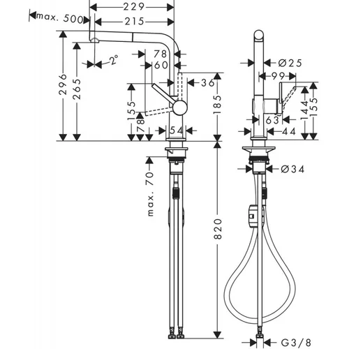Hansgrohe Talis M54 72808670, Juoda, ištraukiama žarna image 3