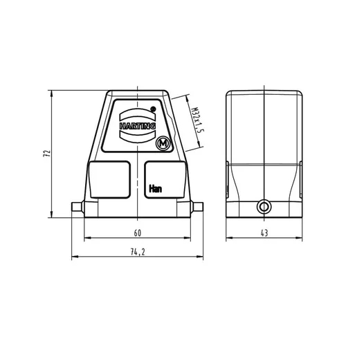 Harting Kapotas HAN 6B, HC M32 šoninis įėjimas image 2