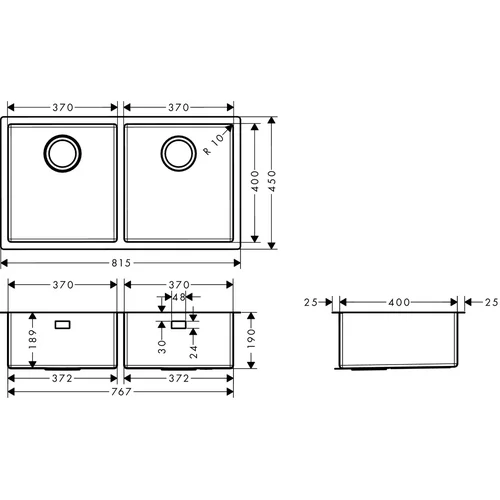 Hansgrohe S71 S719-U765 plautuvė po stalviršiu image 2