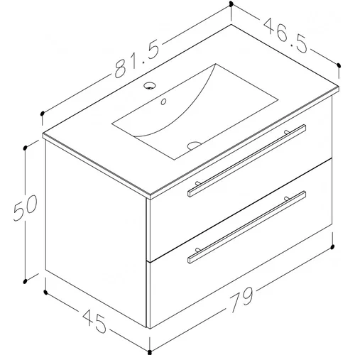 Raguvos Baldai SERENA spintelė su praustuvu, Juodas ąžuolas, 81 cm image 3