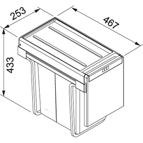 FRANKE Cube 30 134.0039.554, 30 cm plotis, 20+10 L, Juoda image 2