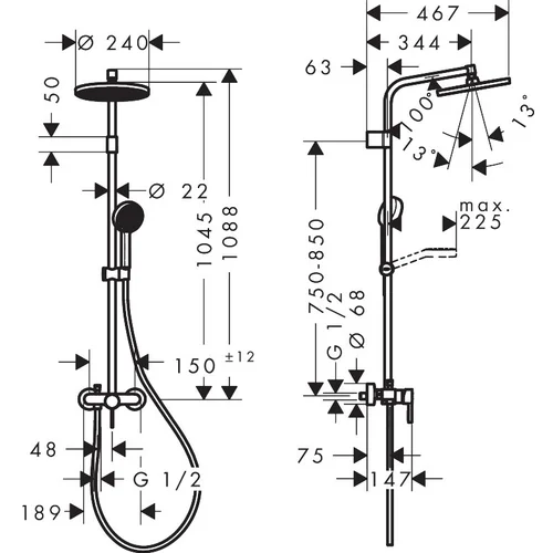 Hansgrohe Activera S 240 1jet EcoSmart dušo sistema image 2