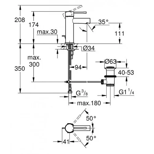 Grohe Essence New 32898001 praustuvo maišytuvas su dugno vožtuvu image 3