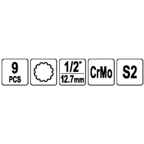 YATO 1/2\" Smūginių antgalių rinkinys SPLINE (9vnt) image 3