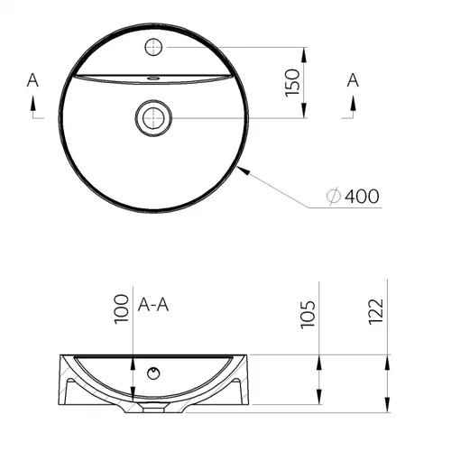 BLU Praustuvas PAVO Slim Round ø40 Pastatomas image 3