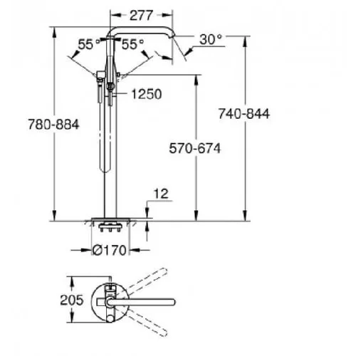 Grohe Essence 23491GL1 grindų vonios maišytuvas 1/2 Aukso image 3