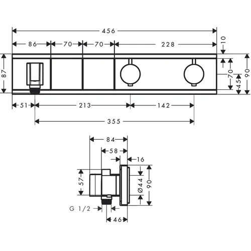 Hansgrohe RainSelect 15355400 potinkinis termostatinis Balta/Chromas image 2