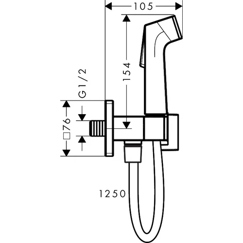 Hansgrohe 1jet E EcoSmart Bidė rankinis dušas su 125 cm žarna image 2