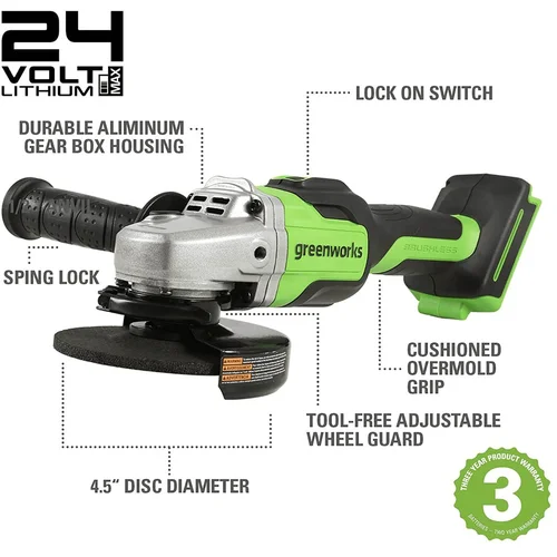 Greenworks GD24AG Akumuliatorinis kampinis šlifuoklis, 24 V image 2