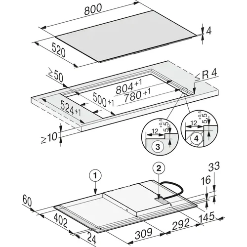 Miele KM 7373 FL Indukcinė kaitlentė 80 cm Juoda image 2