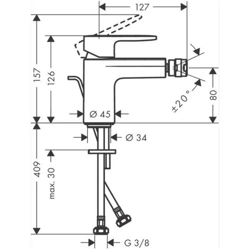 Hansgrohe Vernis Blend 71210000 bidė maišytuvas chromo image 2