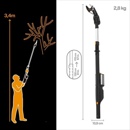 Fiskars eLopper pailgintas genėtuvas 130–170 cm, be akumuliatoriaus image 3
