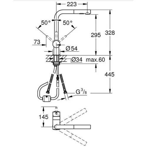 Grohe Minta chromo spalvos virtuvinis maišytuvas su ištraukiamu dušeliu 30274000 image 3