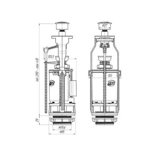 Ani Plast Vandens nuleidimo mechanizmas WC7050MEU 3/6l image 2