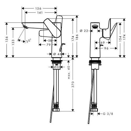 Hansgrohe Talis E 150 aukštas praustuvo maišytuvas Balta matinė image 2