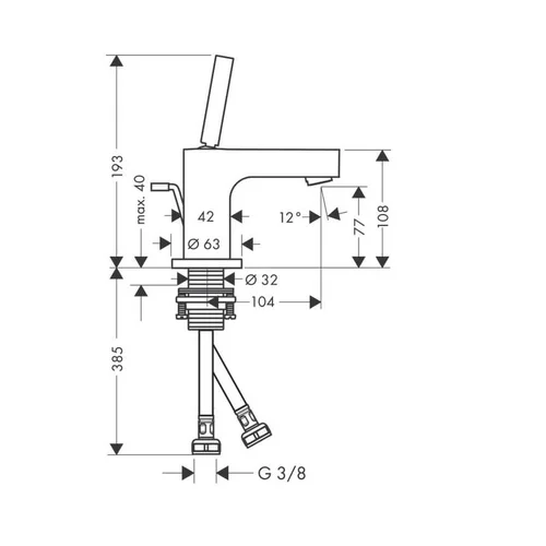 Hansgrohe Axor Citterio 80 praustuvo maišytuvas Braižytas nikelis image 3