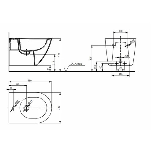 TOTO Pakabinama bide B762E#XW 380 x 530 x 335 mm image 3