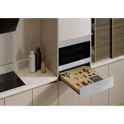 SMEG CPS315X Įmontuojamas somelje stalčius – Medinis dėklas image 2