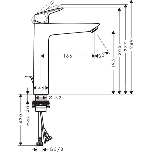 Hansgrohe Logis 71095000 aukštas praustuvo maišytuvas image 2