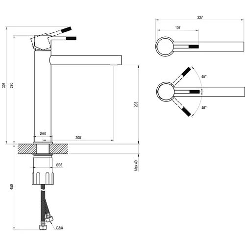 Ravak Nox NX 015.20BLM praustuvo maišytuvas 280 mm image 2