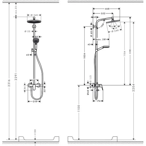 Hansgrohe Crometta S Showerpipe 240 27269000 dušo sistema image 2