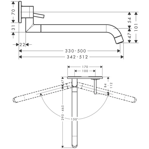 Hansgrohe AXOR Uno 38815340 Potinkinis virtuvinis maišytuvas Chromo image 2