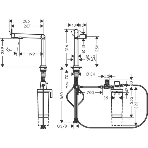 Hansgrohe Aqittura M91 76802800 Nerūdijančio plieno Plautuvės maišytuvas image 3