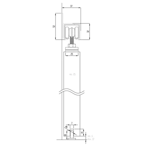 Helaform 20506/K-075 bėgių komplektas stumdomoms vidaus durims, 2 m image 3