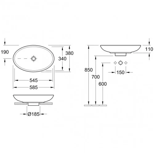 Villeroy&Boch Loop & Friends 515100R1 380x585 mm ant stalviršio praustuvas image 2