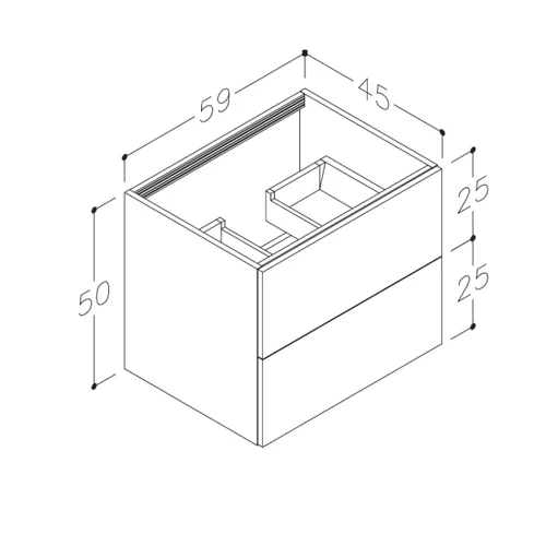 Spintelė po praustuvu Kame Gama BU/6-3DR/1, 60 cm, Juodas ąžuolas image 2