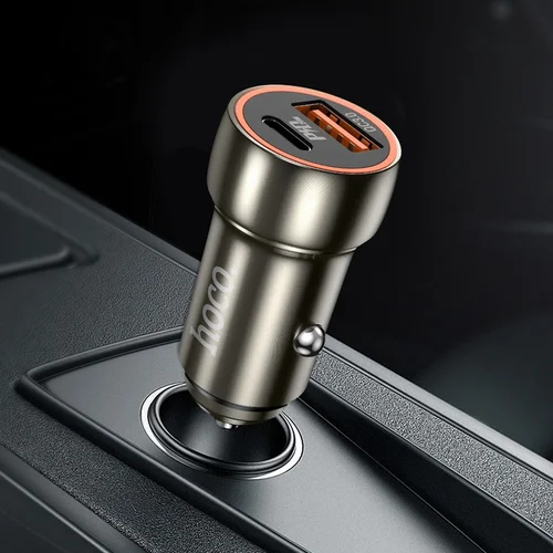 Hoco Z46A Automobilinis įkroviklis USB-A/Type-C PD20W+QC3.0 Pilkas image 3