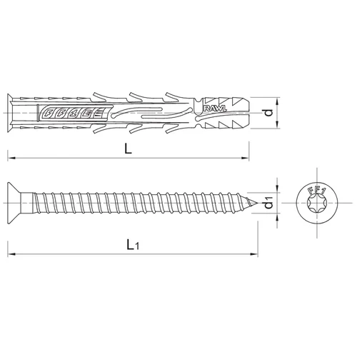 RAWLPLUG R-P3-FF1-N-10L240 Torx įleidžiama galva 10x240 mm kaištis image 2