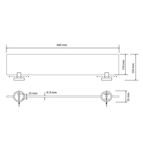 Sapho X-ROUND XB600 stiklinė lentynėlė Juoda image 2