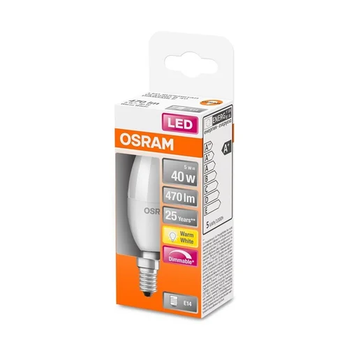 Osram LED lemputė B35, 5W, E14, 827, 470 lm, matinė image 2