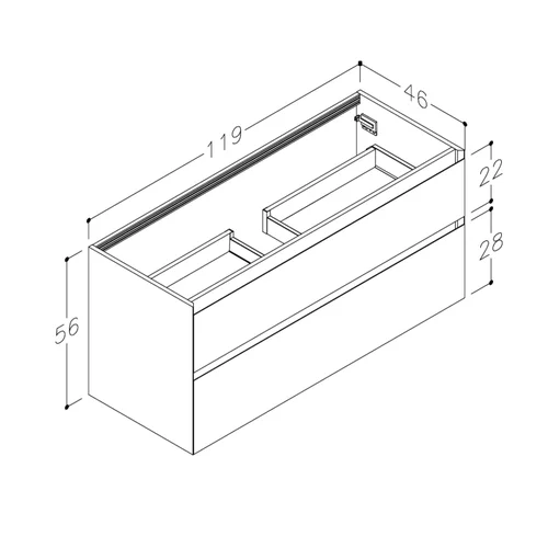 Kame LOFT spintelė po praustuvo BU/12-3DR/D18-LFT, 120 cm, Šviesiai pilka image 2
