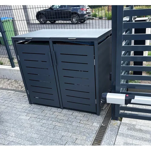 HATIS Metalinė dviguba konteinerio stoginė Antracito image 3
