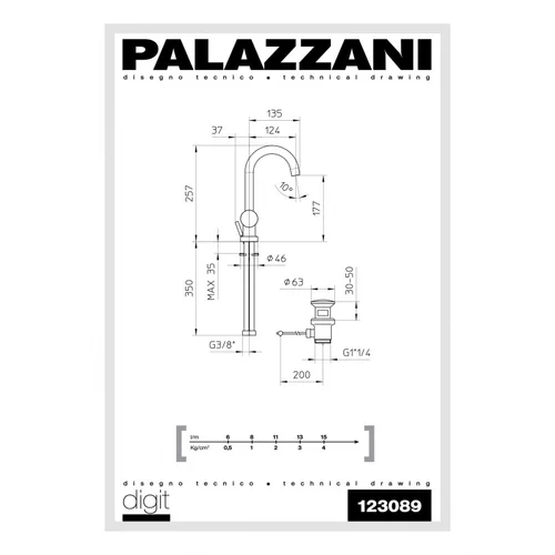 Palazzani MIDI maišytuvas praustuvui su pasukamu snapu image 2