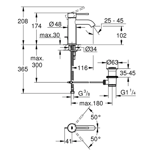 Grohe Essence S dydis 23589DL1 Praustuvo maišytuvas Aukso image 2