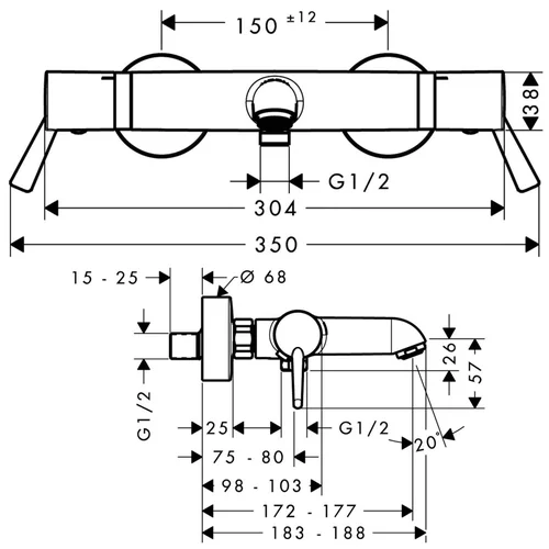 Hansgrohe Ecostat 13115000 Termostatinis vonios maišytuvas Chromo image 2
