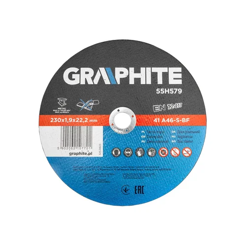 GRAPHITE Metalo pjovimo diskai 230 x 1,9 x 22,2 mm 41 A46-S-BF, 5 vnt. image 1