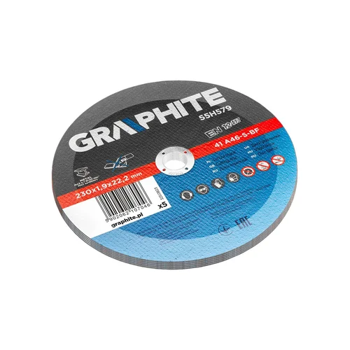 GRAPHITE Metalo pjovimo diskai 230 x 1,9 x 22,2 mm 41 A46-S-BF, 5 vnt. image 2