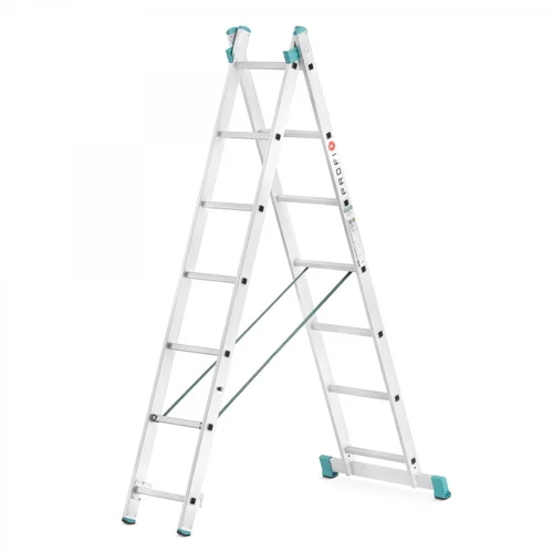EUROSTYL aliuminės kopėčios universalios dvipusės 2x7 pakopų 201–314 cm image 1