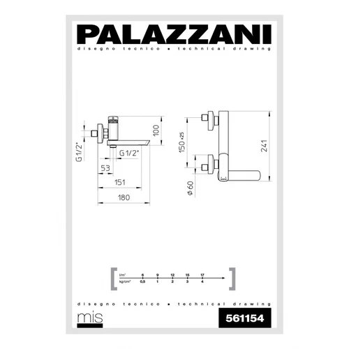 Palazzani MIS Color virštinkinis maišytuvas voniai ir dušui, snapas 18 cm image 2