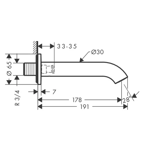 Hansgrohe Axor Uno potinkinis vonios snapas 38411990 image 3